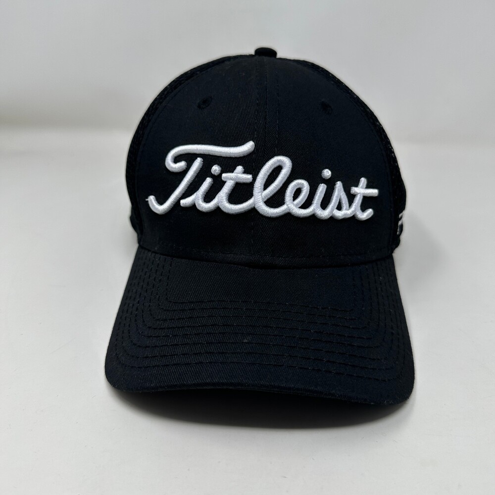 Titleist Hat Men Large Extra Large Black Pro V1 FootJoy Tour Mesh Cap L/XL